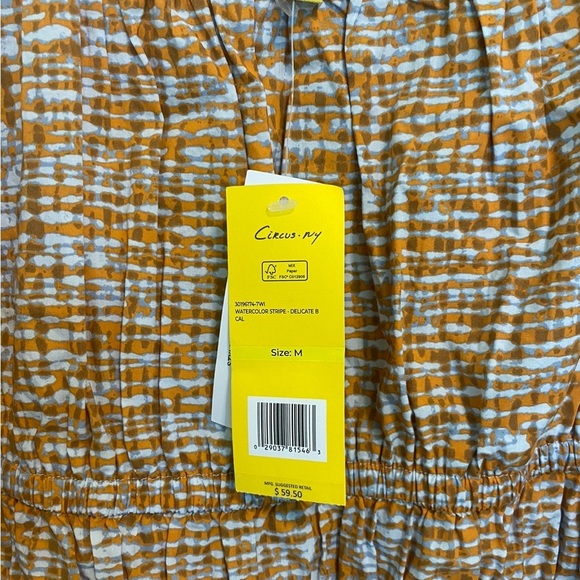 Circus NY NWT Orange Watercolor Stripe Off the Shoulder Square Neckline Top Sz M - Picture 3 of 4